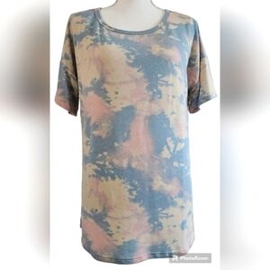 HOPELY TIE DYE T-SHIRT SZ M BLUE PINK CREAM